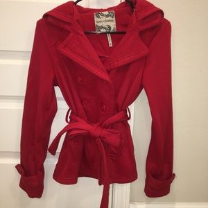 Red pea coat